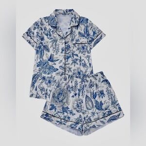 Blue & White Floral Pajama Set